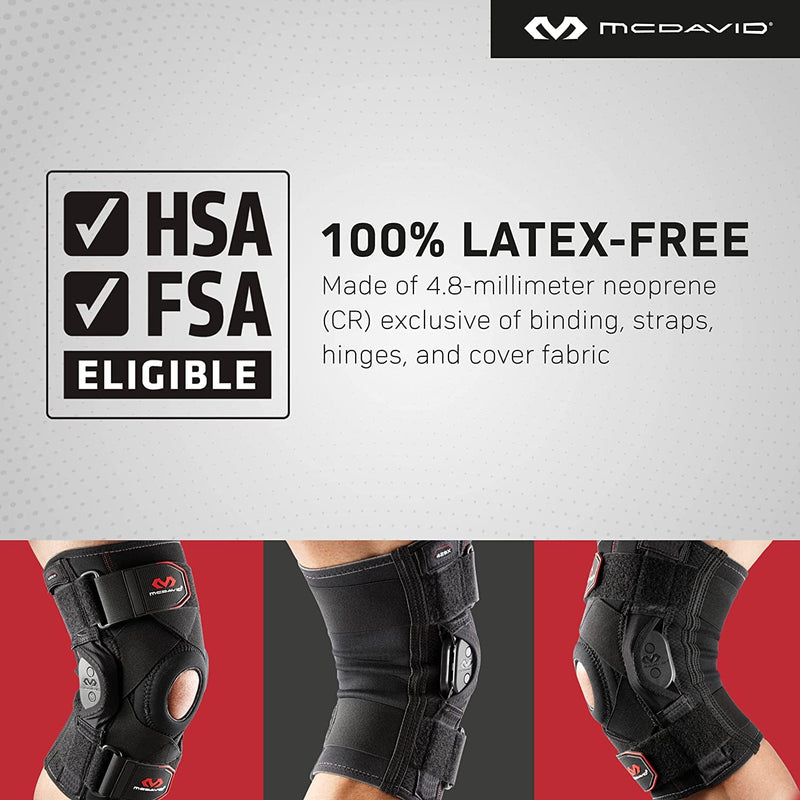 McDavid Hinged Knee Brace for Men and Women, Knee Brace with Side Stabilizers, Knee Compression Sleeves and Stability Straps for ACL, LCL, Arthritis, Tendonitis, MCL, Patella, Left and Right Medium