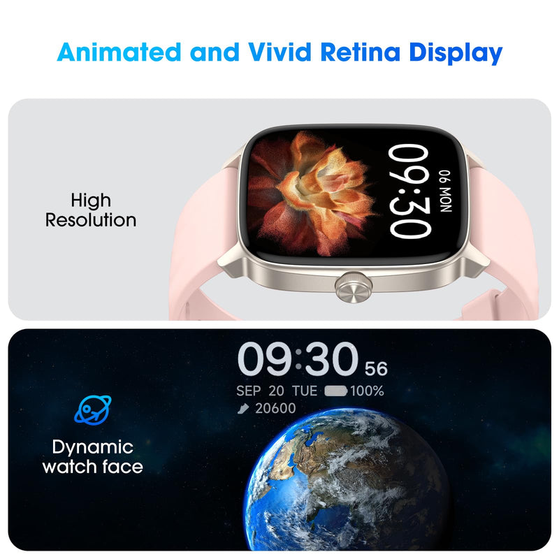 DAVIKO Pedometer Watch Senior Friendly No App/Phone Required, Waterproof Fitness Tracker Watch with Step Counter Calories/Sleep Tracker for Walking Running for Men Women Pink - BeesActive Australia