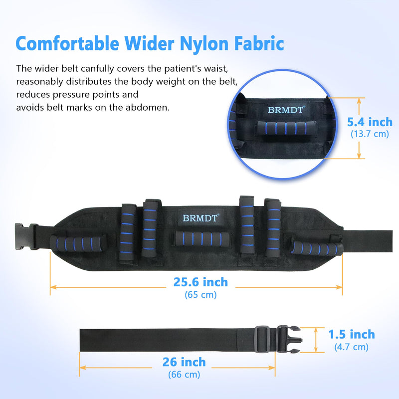 Gait Belt Transfer Belts for Seniors, Gate Belts Medical for Elderly Mobility Limited People Standing & Walking Assist Aid, 5.4" Widened Gait Belt with 7 Soft Handles, Quick Release Buckle & Adjustable Waist Size 30.9"-55.9"