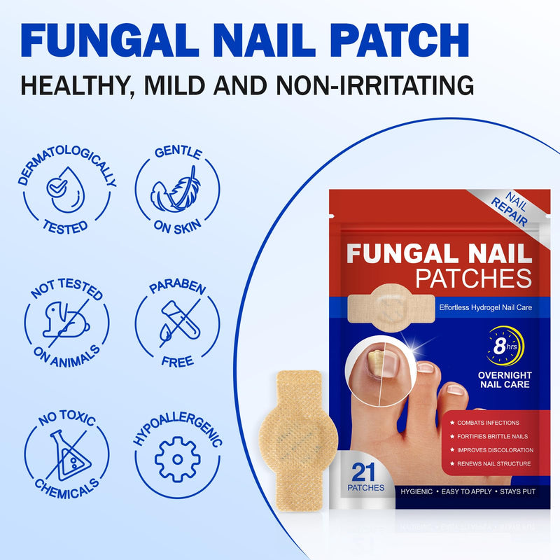 Nail Patches for Toenail Repair – 42PCS Overnight Nail Support for Damaged, Thick, or Yellow Toenails, Natural Formula, 8-Hour Renewal Patch for Men and Women, Safe for Daily Use 1 Count (Pack of 42)