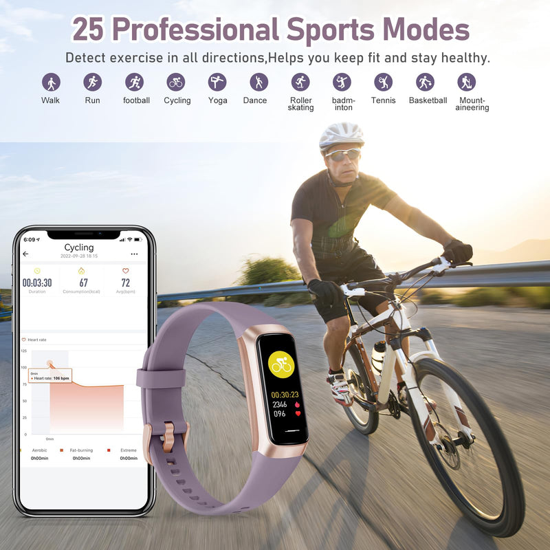 Zeacool Fitness Tracker with 24/7 Heart Rate,Blood Oxygen Blood Pressure Sleep Monitor, Activity Trackers 5 ATM Waterproof,Step Calorie Counter Pedometer Health Smart Watch for Women Men Dusty Purple