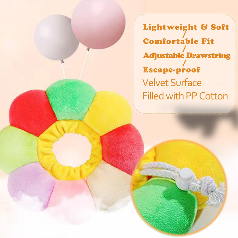 Adjustable Rabbit Cone, E-Collar for Kittens Puppies After Surgery Wound Care, Small Pet Soft Elizabeth Medical Cone Colorful Flower Shaped,(XS) XS - PawsPlanet Australia