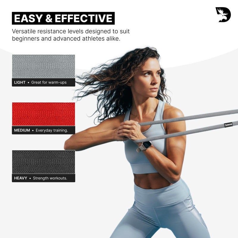 DMoose Fitness Fabric Resistance Bands for Full Body Exercises - Non-Slip Thick Cloth Stretch Band for Squats, Lunges & Bicep Curls - Long Resistance Bands for Working Out - Booty Band for Men & Women Long Bands (Pack of 3) V2 - BeesActive Australia