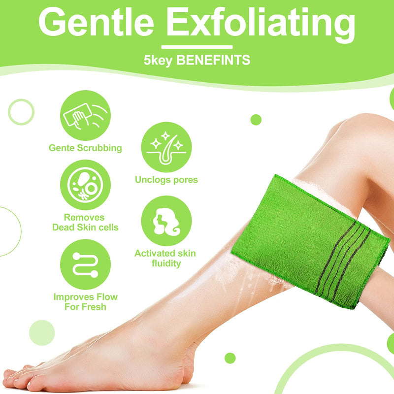Tatuo 12 Pieces Korean Exfoliating Mitt Glove Italy Towel Body Skin Scrubber Exfoliating Scrubber for Remove Dead Skin Washcloth Korean(Small,Yellow, Green, Blue, Pink) Yellow, Green, Blue, Pink 12 Count (Pack of 1) - BeesActive Australia