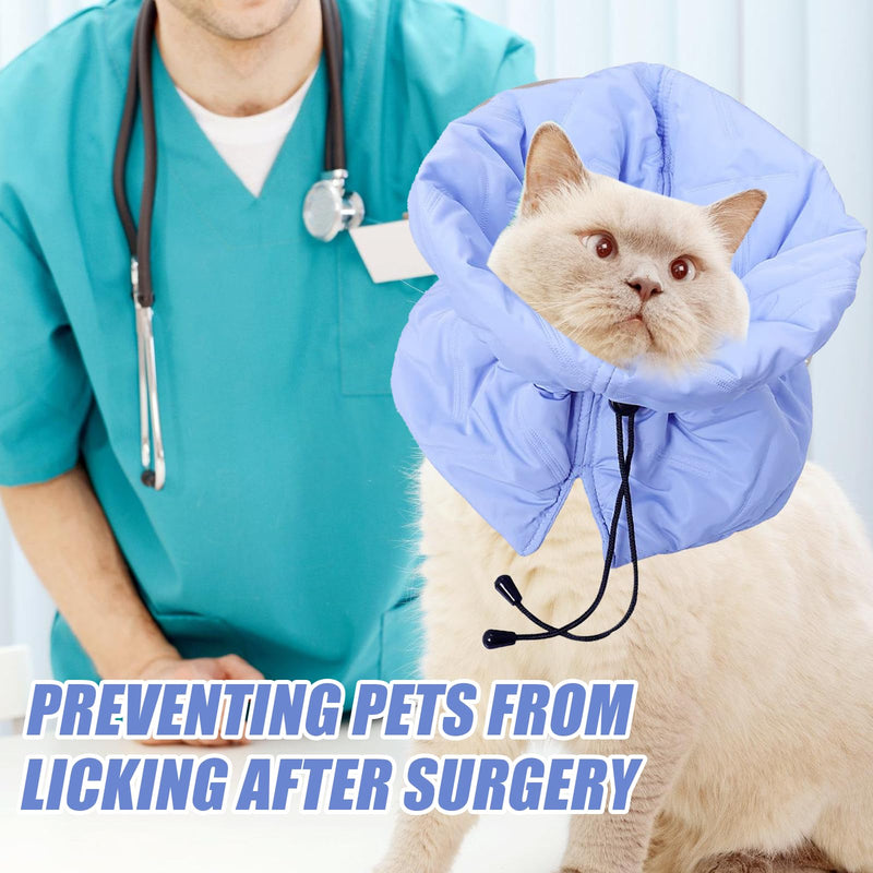 WIYETY Cat Neck Collar Adjustable Recovery Collar: Foldable Soft Protective Collar Cat, Cat Collar for Licking Wounds, Cat Collar for After Surgery and Injuries (Blue, S) - BeesActive Australia