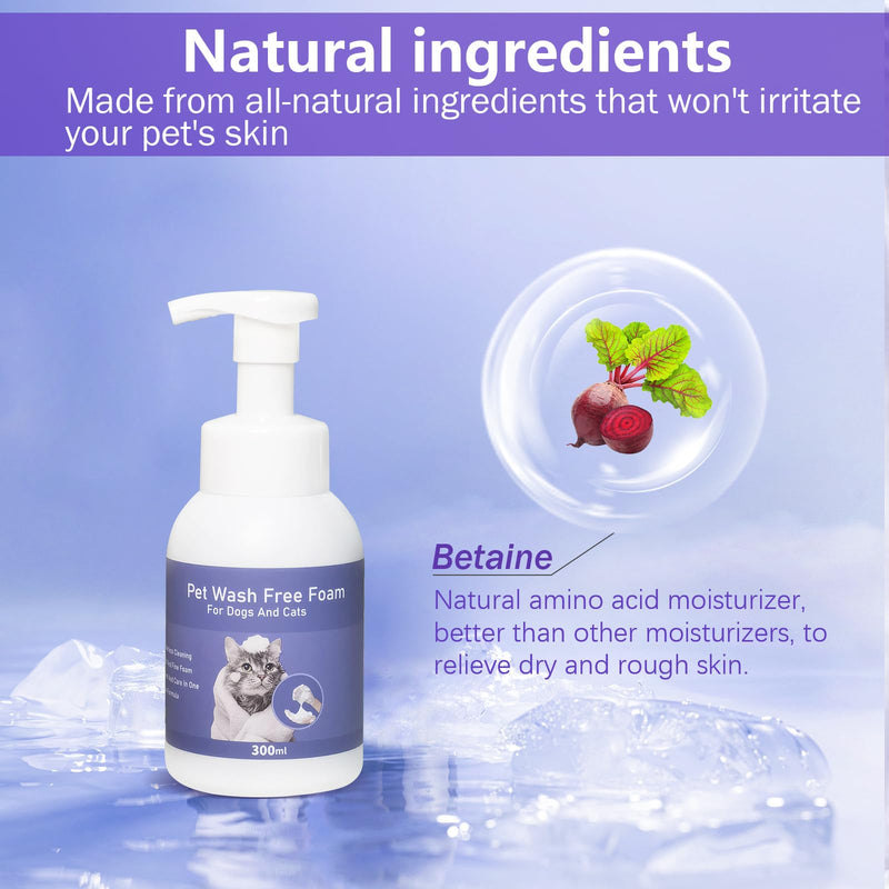 300ml/10oz Pet Waterless Dog Dry Shampoo for Dogs and Cats, Soothe Sensitive Skin and Itchy Dryness, Natural Dry Shampoo, No Rinse Foam Mousse for Pet Deep Cleansing Deodorizing and Grooming - BeesActive Australia