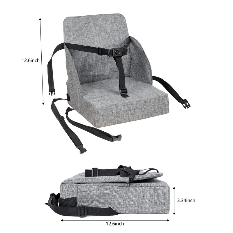 Toddler Booster Seat for Dining Table, Booster Seat for Table, 12.6x3.34 Inch Portable High Chair for Travel, HOSEASCA Compact Lightweight Travel Booster Seat with Adjustable Straps for Baby(Grey) Grey - BeesActive Australia