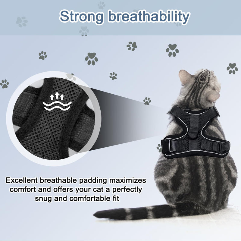 Cat harness with leash, cat harness with leash escape-proof, cat leash with harness, adjustable cat harness escape-proof, adjustable cat harness, for outdoor training walking, S - BeesActive Australia
