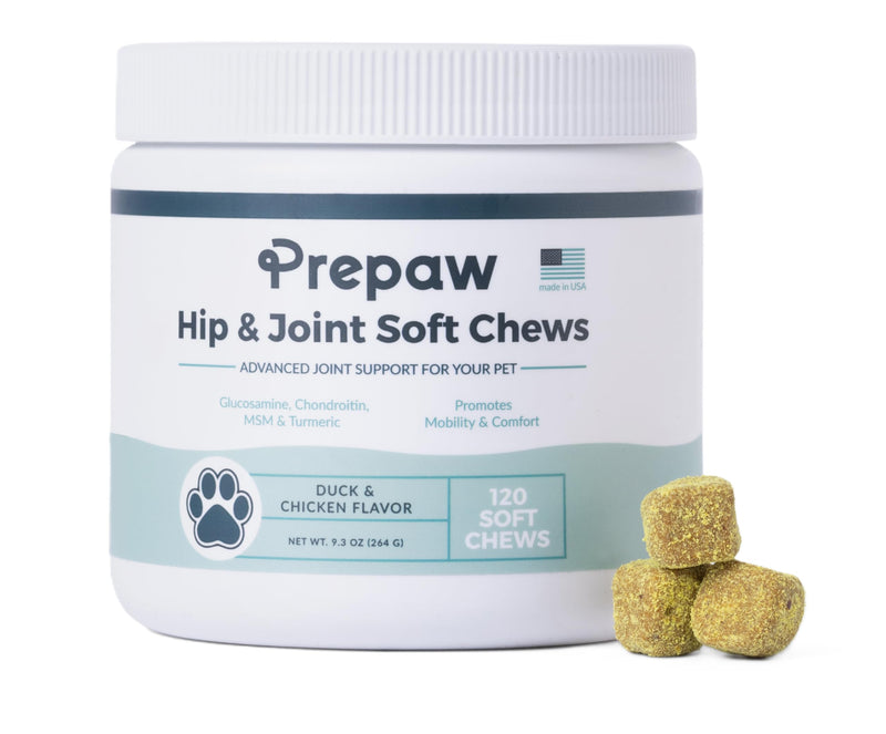 Hip and Joint Supplement for Dogs with Natural Ingredients Glucosamine Chondroitin MSM Turmeric and Collagen Dog Joint Soft Chews for Mobility Support USA Made 120 Count