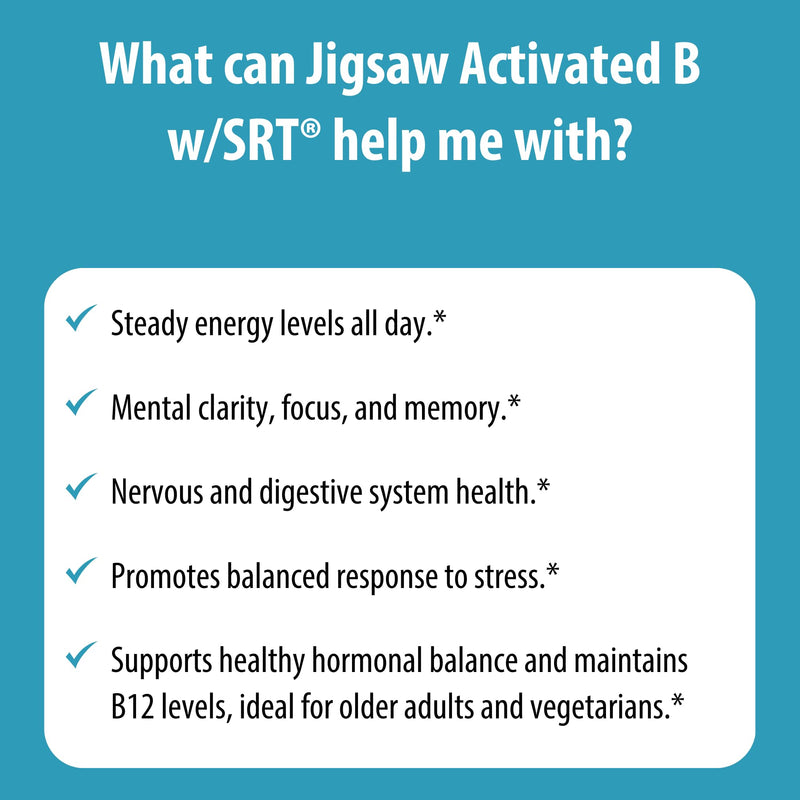 Jigsaw Health Activated B w/SRT | Supports Healthy Nervous System and Energy Production | 120 Tablets