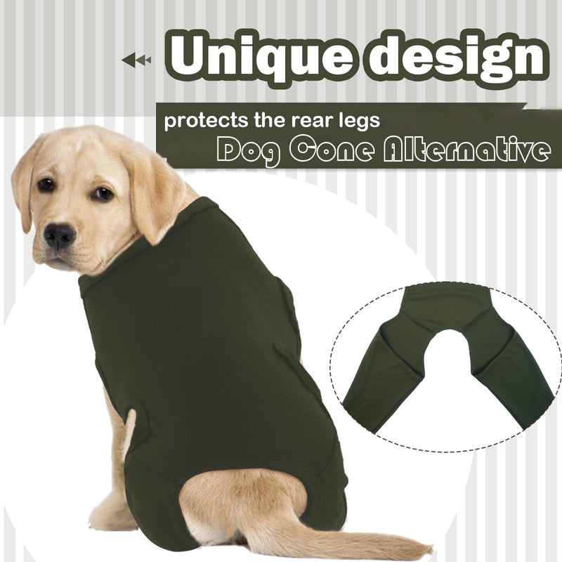 ROZKITCH Recovery Suit for Dogs Rear Legs, Pet Sleeve to Prevent Licking Wound Elbow Protector, Dog Recovery Suit Cone Collar Alternative for Sprain ACL CCL Arthritis Joint Care Green S ArmyGreen
