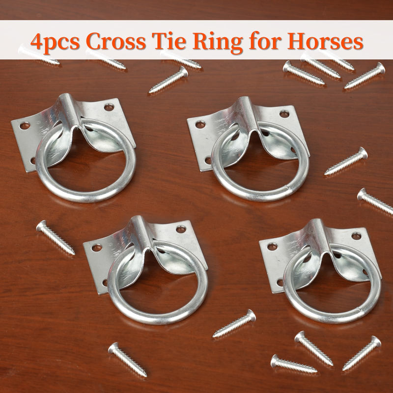 4PCS Cross Tie Ring for Horse, Block Tie Ring for Horse Stall/Stable with Screws,Wall Mount Horse Tie Ring, Tie Down Horse Barn Supplies - BeesActive Australia