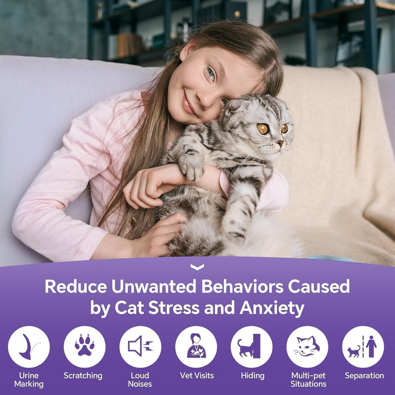 Cat Calming Spray with Pheromones – Anxiety & Stress Relief for Cats – Reduce Scratching Furniture, Urine Marking & Aggression – Calming Aid for Travel, Vet Visits & Home – 60-Day Supply (2 × 60 mL) Transparent