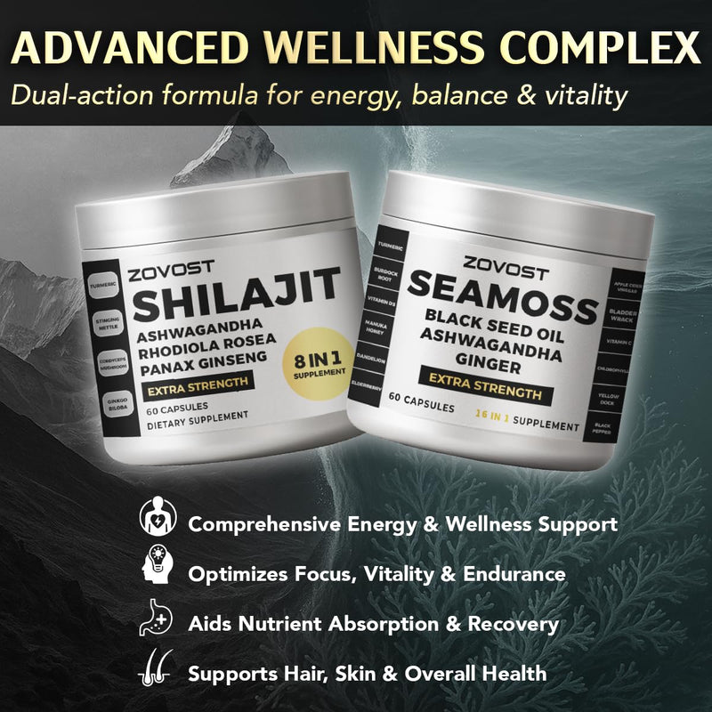 Superblend Daily Wellness Supplement – 24-in-1 Natural Formula with Sea Moss, Shilajit & Adaptogens – Energy, Focus & Vitality Support