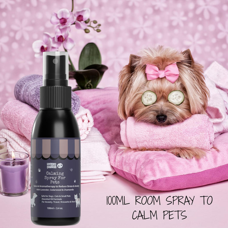 Herbal Calming Spray for Pets – 100ml Natural Home & Travel Spray with Lavender, Chamomile, Cedarwood – Reduces Stress & Anxiety in Dogs & Cats – Use on Bedding, Carriers, Blankets