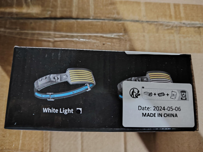 Smiling Shark Rechargeable Headlamp, 230°Wide Angle 6*White Light The Brightest LED Head Lamp with Motion Sensor Waterproof Headlight for Camping Hiking Outdoor, Head-Lamp-LED-Frontale-Rechargeable White
