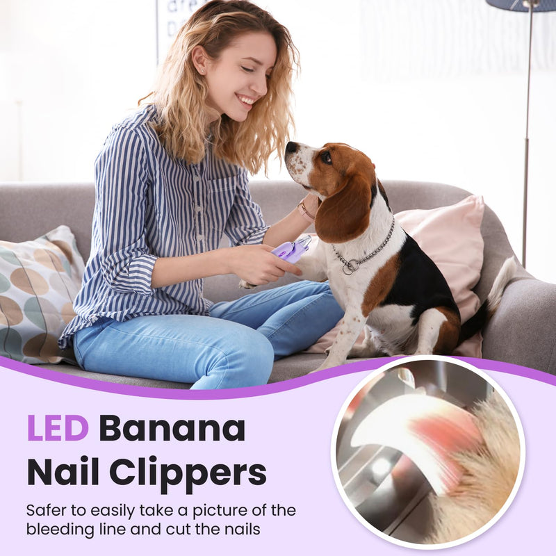 Dog & Cat Nail Clippers,Dog Nail Trimmers Powerful Safety Guard and Nail File to Avoid Over Cutting，Suitable for Large to Medium Dogs Cats,Professional Grooming Tool for Pets，Purple-1 - BeesActive Australia