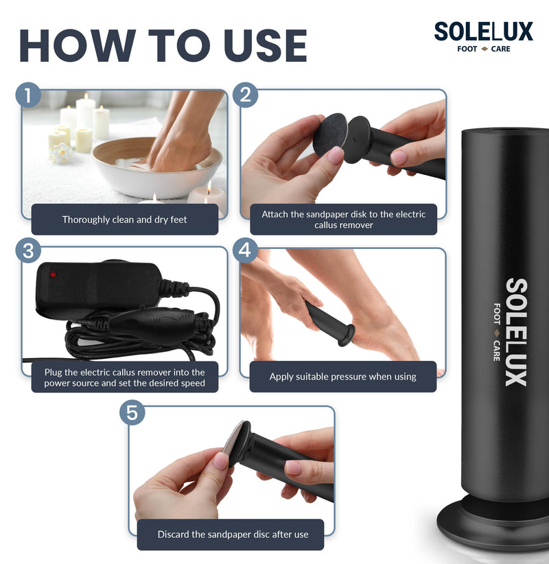 Upgraded 2025 Electric Foot File – Callus Remover for Women & Men with Adjustable Speed, 60 Sanding Pads & Dead Skin Exfoliation – at-Home Pedicure Tool for Dry, Cracked Feet(Black) Black - BeesActive Australia