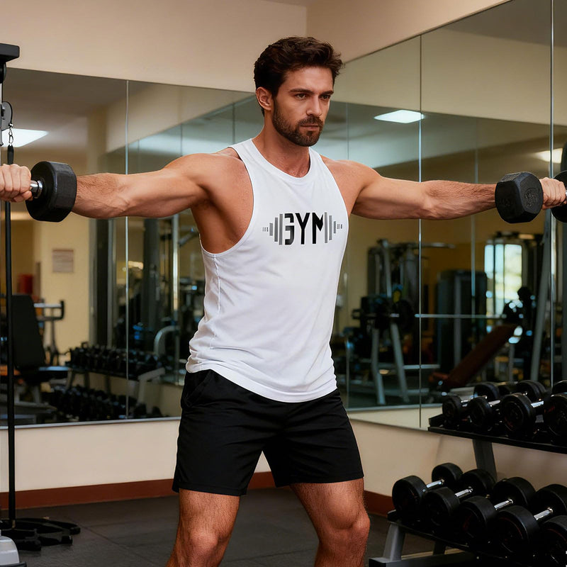 Men's Gym Workout Tank Tops Y-Back Muecle Tee Stringer Fitness Bodybuilding Sleeveless T-Shirts Large Bk+wt