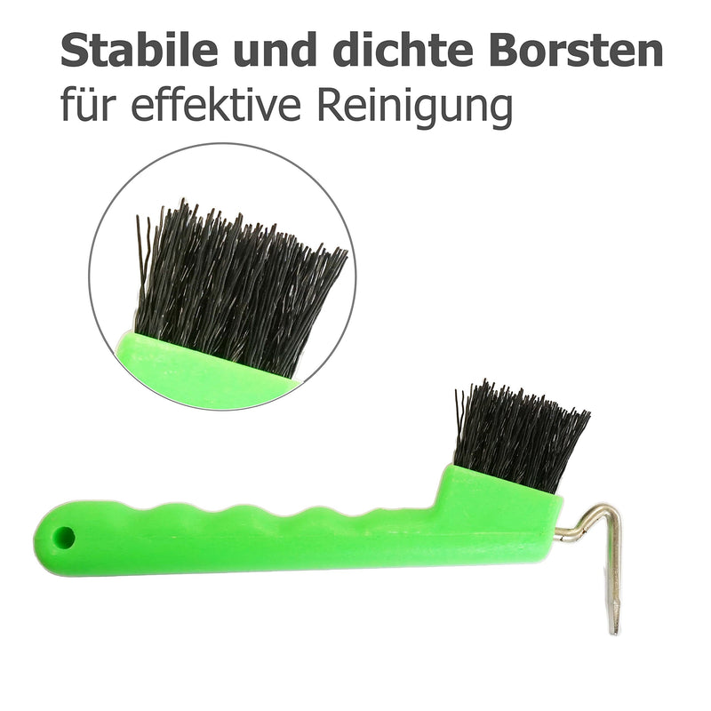 Hoof picker for horses, donkeys, goats hoof with extra stable brush and ergonomic handle (neon green (1x)) neon green (1x) - BeesActive Australia