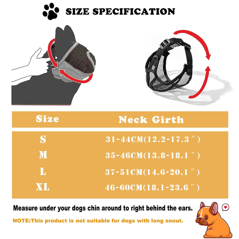 ILEPARK French Bulldog Muzzle, Won't Cover Forehead Dog Muzzle for Short Snout Dog, Adjustable Breathing Mesh, Anti Biting Chewing Barking (L, Black) L Black - BeesActive Australia