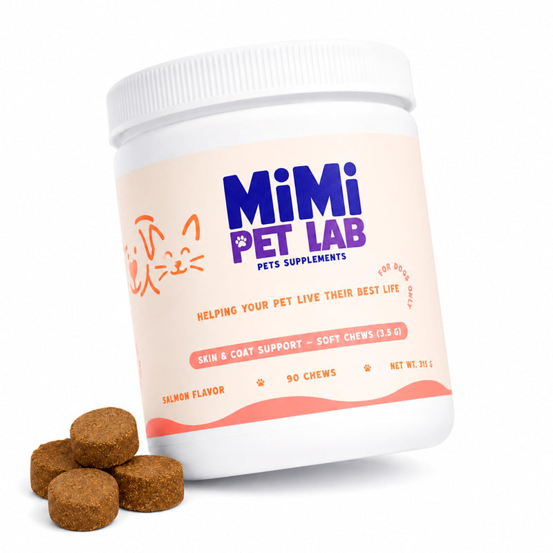 Skin and Coat Supplement for Dogs - Wild Alaskan Salmon Oil Soft Chews with Omega 3 EPA DHA, Zinc & Biotin - Dog Skin Support for Itchy Skin, Shedding & Shiny Coat - 90 Salmon Chews