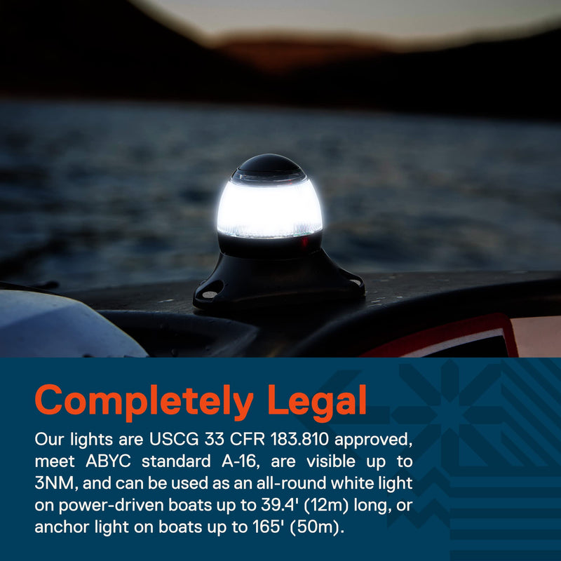TRUE MODS 12-24V White LED Marine Navigation Anchor All-Round Boat Light [USCG ABYC A-16 3NM] [Waterproof] 3 Nautical Mile Surface Mount Top Rear Stern Light for Fishing Yacht Sailboat - BeesActive Australia
