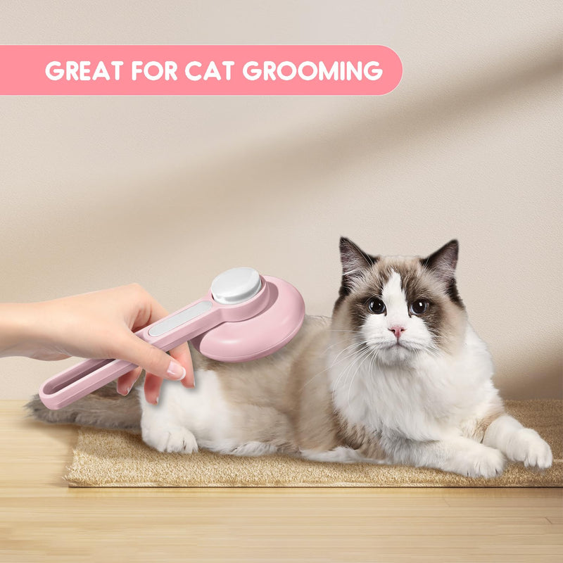 Self Cleaning Brush, Dog Cat Pet Grooming Shedding Self Cleaning Brushes, Pet Massaging Brush Suitable for Cats & Dog with Long or Short Hair