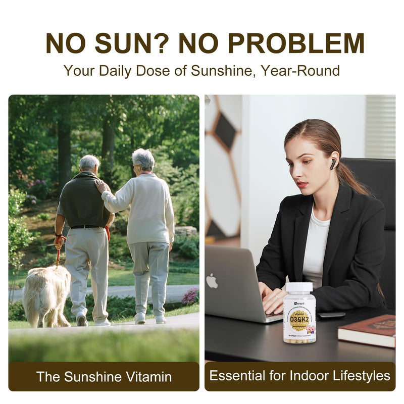 Vitamin D3 K2 Supplement 10,000 IU - High Potency Vitamin D3 with 200 mcg Vitamin K2 MK7-180 Small Softgels for Bone Health, Heart Support & Immune Boost - Non-GMO & Gluten-Free