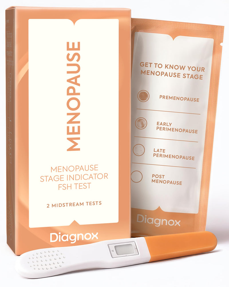 Diagnox Health Menopause Test, At-Home FSH Test Strips to Identify Menopause Stages - Fast 5-Minute Results, Clinical-Grade Midstream Strips (2 Pack) 2 Pack
