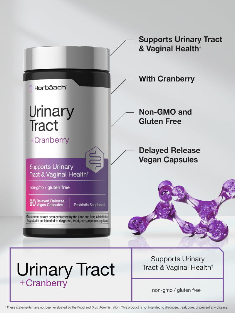 Horbaach Urinary Tract Health for Women | 90 Vegan Capsules | Probiotics and Cranberry for Vaginal Health | Vegan, Non-GMO, Gluten Free Supplement