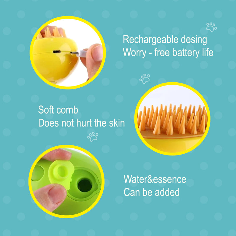 Cat Steamy Brush, Grooming Tool for Cats and Dogs with Steam Function, Massage, and Shedding Hair Removal - Ideal for Pets, Featuring Weighted Blanket Technology, Hair Brush, 3 in 1 - BeesActive Australia