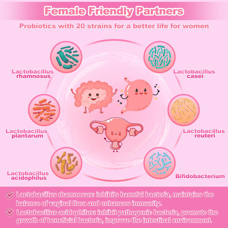 KFG Women's Probiotic Powder, with 100 Billion CFUs, 20 Strains, 3Organic Prebiotics, Cranberry, Digestive Enzymes & D-Mannose, for Boost Immune, Digestive, Gut, Vaginal & Urinary Health, 40 Packets