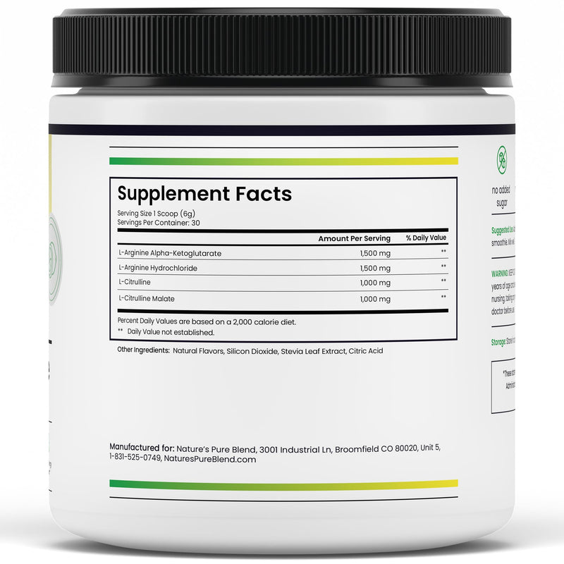 Nature's Pure Blend Liquid Nitric Oxide Supplements for Men ‚Äì L-Arginine Powder ‚Äì Nitric Oxide Booster & Circulation Supplement ‚Äì Blood Flow Support, L Arginine and L Citrulline ‚Äì 5000 MG Lemon Lime Nitric Oxide