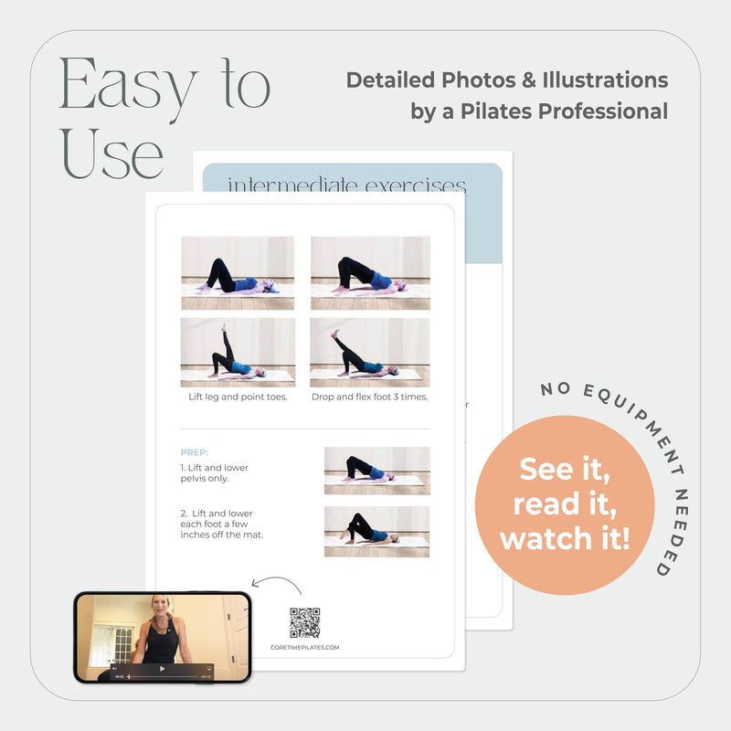 Mat Pilates Cards for Home Workout- Pilates Exercises with Equipment- Detailed Photos and Video Instructions - Produced by Stott Pilates Certified Instructor - Pilates at Home- No Equipment Needed. 56 Mat Pilates Workout Cards: 2nd Edition