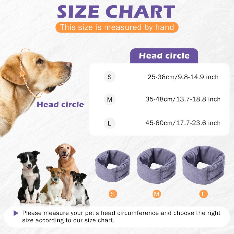 Dog Ear Cover, Comfort Dogs Hoodie for Anxiety, Adjustable Ear Wraps Muffs for Noise Protection, Purple M Medium
