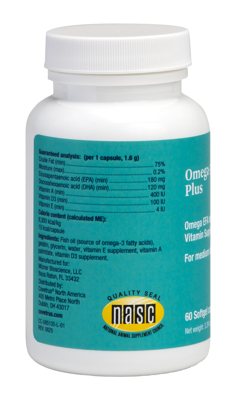 Omega-3 Soft Gels for Medium Dogs – Essential Fatty Acids with Vitamins A, E & D3 – Skin, Coat & Joint Supplement – 60 Count Medium/Large - 60 count
