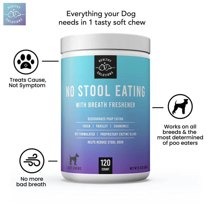 Deterrent for Dogs Eating Poop - Coprophagia No Poo Chews Prevent Dog from Eating Stool - Chew Enhanced with Breath Freshener, Enzymes, & Probiotics to Help Ease and Stop This Nasty Habit | 120ct 120 Soft Chews - BeesActive Australia
