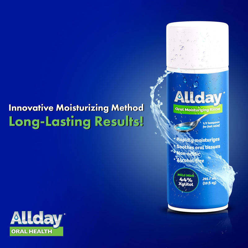 Allday Oral Moisturizing Rinse - Maximum Strength Xylitol, Fast Acting, Non-Acidic