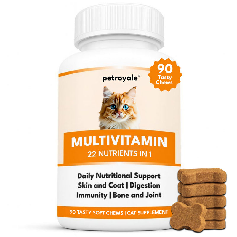 22 in 1 Multivitamin Chews for Cats - Taurine Cat Multivitamin & Omega Supplement - Multi Vitamins for Cats Health with Taurine Cat Vitamins for - Skin, Coat, Immunity & Digestion Support 90 Soft Chews