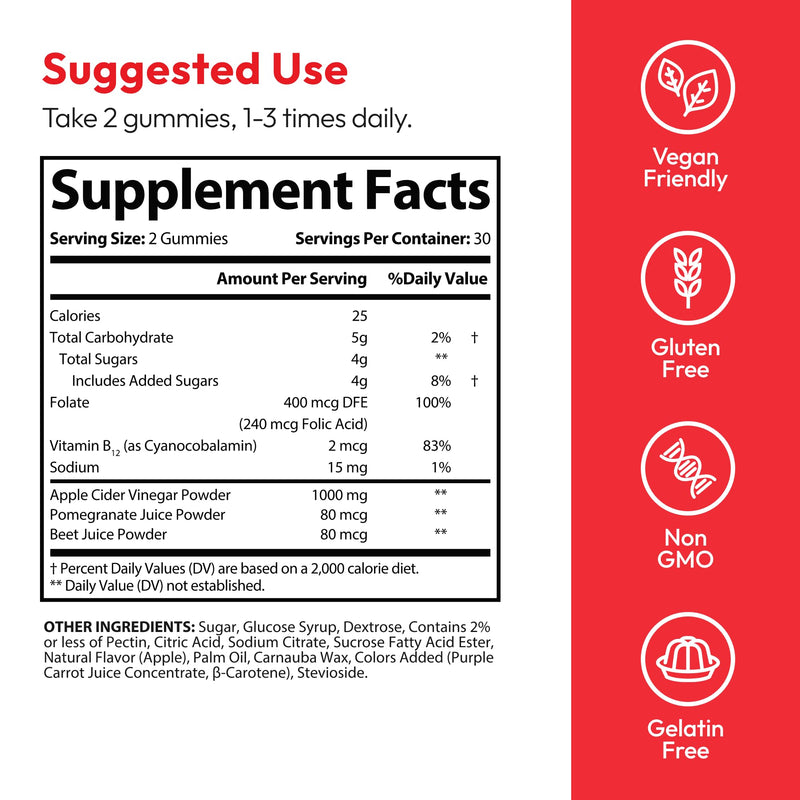 Justified Laboratories Keto Crave Keto ACV Gummies (1000 mg) - 60 Count, Pack of 2 - Formulated with Apple Cider Vinegar, Folate & Vitamin B12 - Non-GMO, Vegan, Gluten Free - 60 Servings 60 Count (Pack of 2)