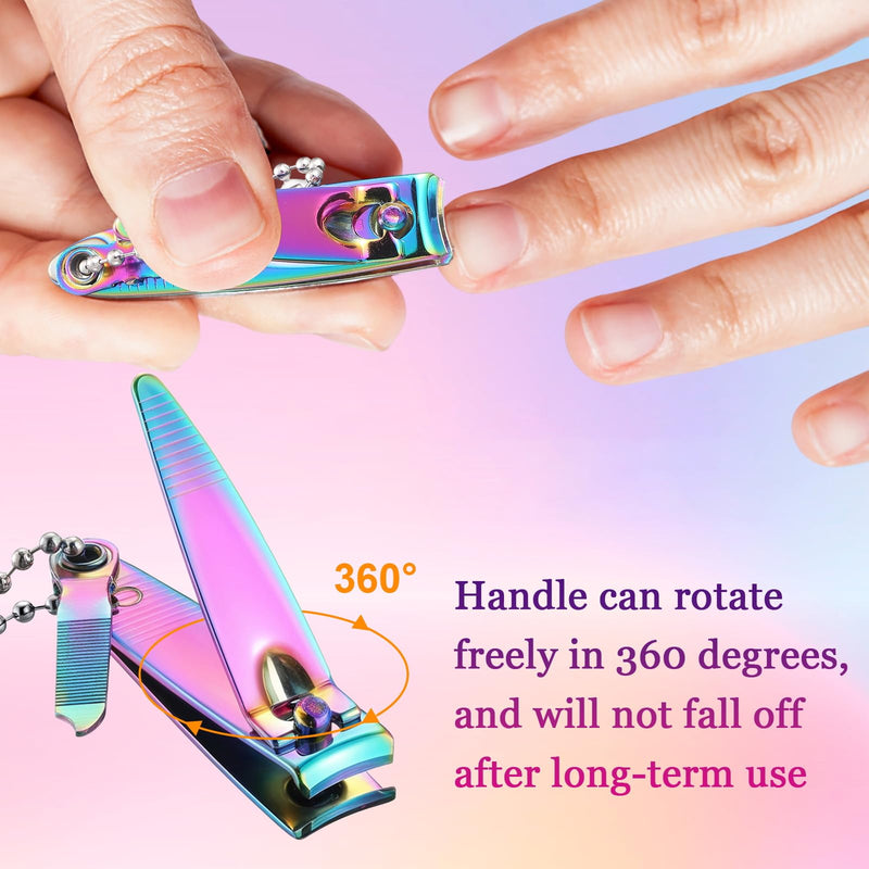 Bememo 24 Pieces Stainless Nail Clippers Set Fingernail and Toenail Clippers Nail Cutter Tool Set for Men and Women (Rainbow)