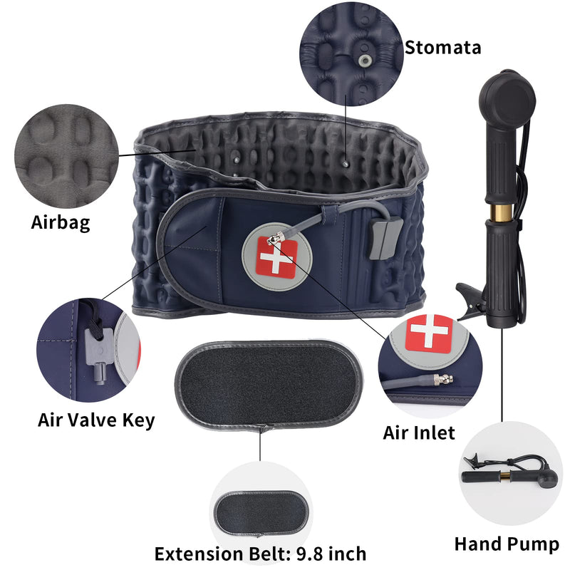 Decompression Back Belt - Lumbar Support Belt for Men & Women Lower Back Pain Relief, Back Traction Device Fits Waist Size 29-49 Inches (Blue) Blue - BeesActive Australia