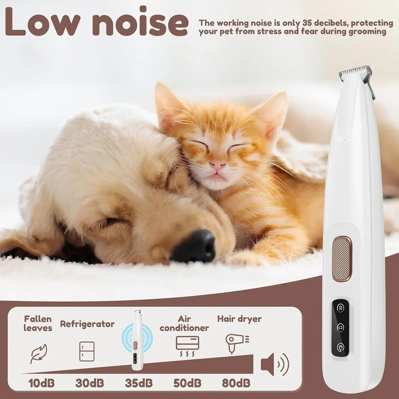 PawTrim Pro -Pain-Free Paw Grooming in Seconds, Waterproof Rechargeable Pet Paw Trimmer with LED Light, Quiet Dog Clipper, Pet Hair Trimmer for Dog Cat - BeesActive Australia