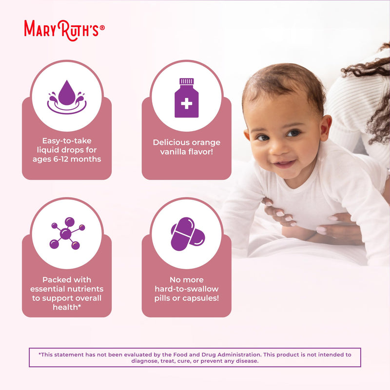 MARYRUTH'S USDA Organic Multivitamin Drops for Infants w/Iron | With Iron, USDA Organic, Immune Support & Overall Wellness, Vegan, Non-GMO Infant Multi + Iron