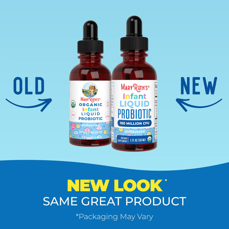 MARYRUTH'S Organic Infant Liquid Probiotic for Ages 6-12 Months, Vegan, 1oz | 100 Million CFU, 5 Probiotic Strains, Proprietary Probiotic Blend, USDA Organic, Vegan