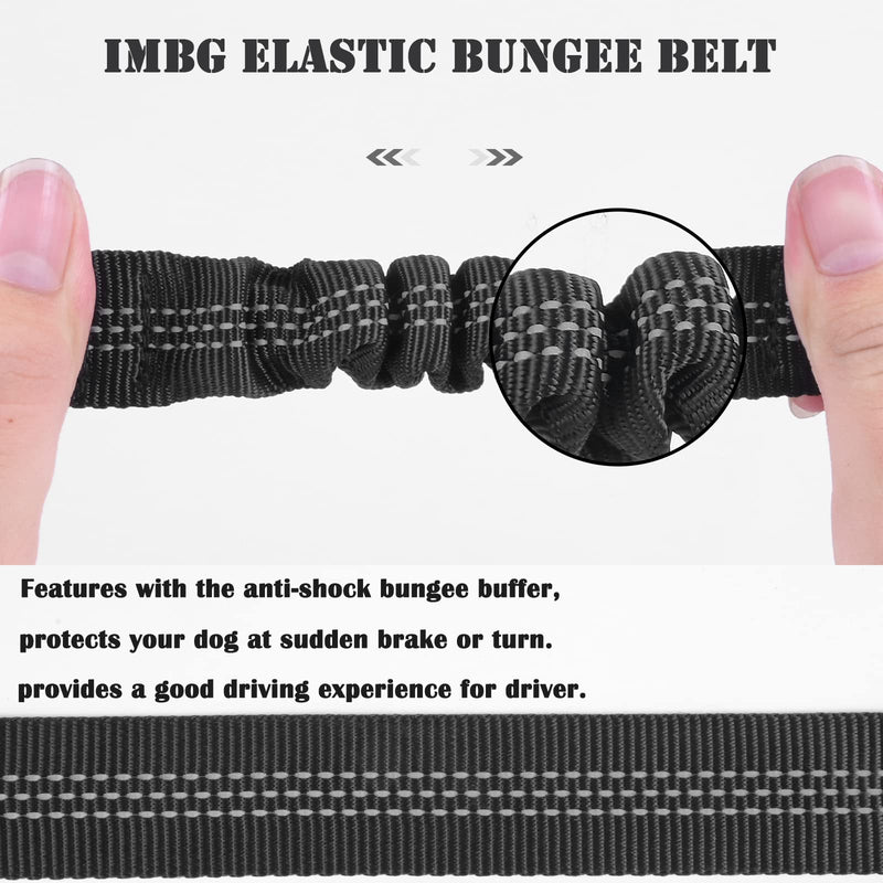 Dog Seat Belts for Car, Adjustable Nylon Restraint Car Seat Belt for Dog, Strong Dog Car Safety Harness with Elastic Bungee Buffer, 360 Degree Swivel Attach Won't Twist Black -1 Pack - BeesActive Australia