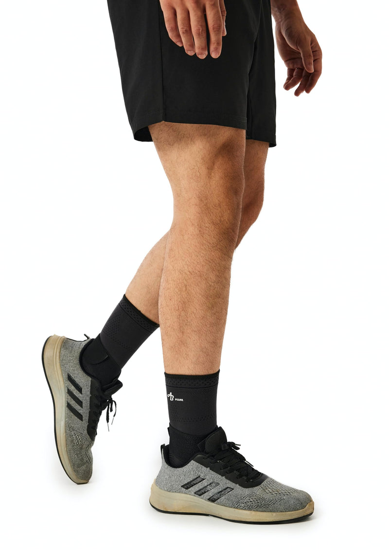 ABIRAM Ankle Brace for Men & Women - Adjustable Compression Sleeve with Wrap for Sprained Ankle, Plantar Fasciitis, Achilles Tendonitis - Breathable Support for Running, Volleyball, Basketball - L Black Large - BeesActive Australia