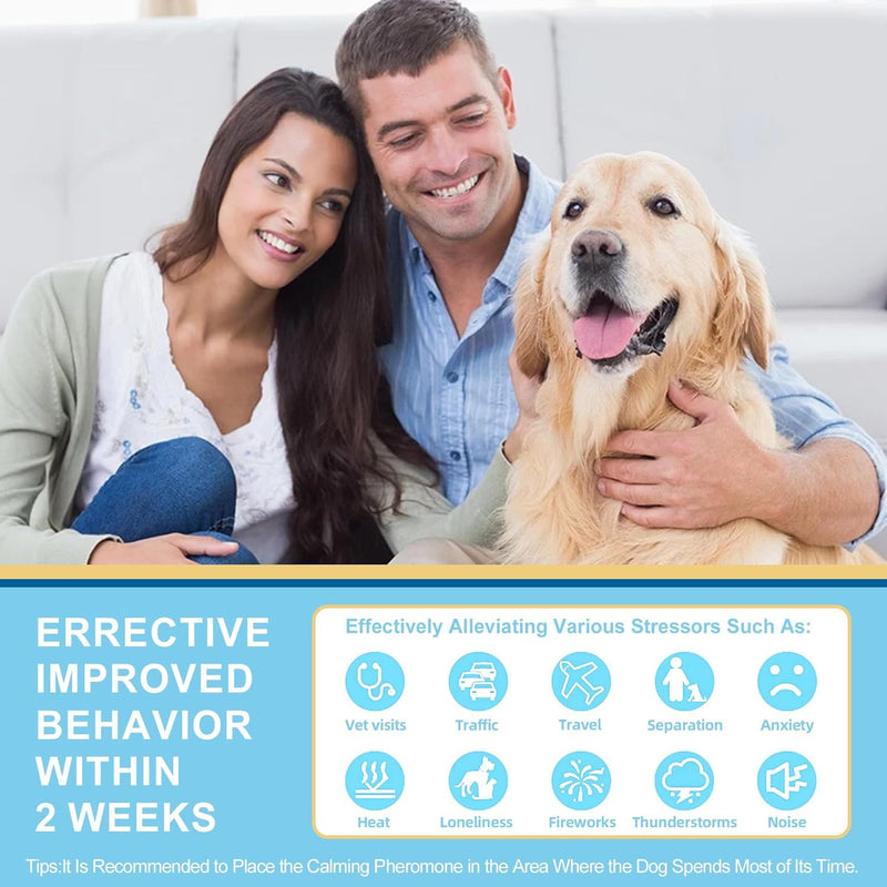 6 In 1 Dog Calming Plug in, Dog Calming Diffuser Pheromone Relaxants & Anxiety Relief, Equipped with 2 Diffusers+4 Refills, 120 Day Long Lasting Refill, Adapt for Dogs (Original Scent) Original