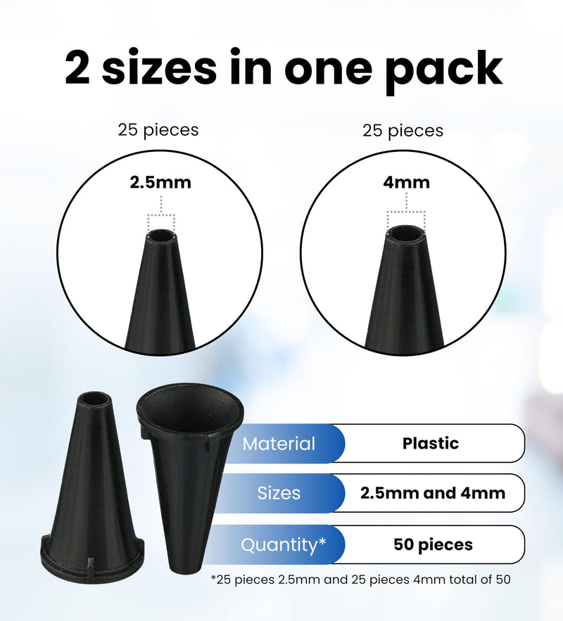 Zyrev ZetaLife Otoscope Cover Plastic Otoscope Specula Tips, Disposable Ear Specula Pack of 50 2.5/4 mm Disposable Covers - BeesActive Australia